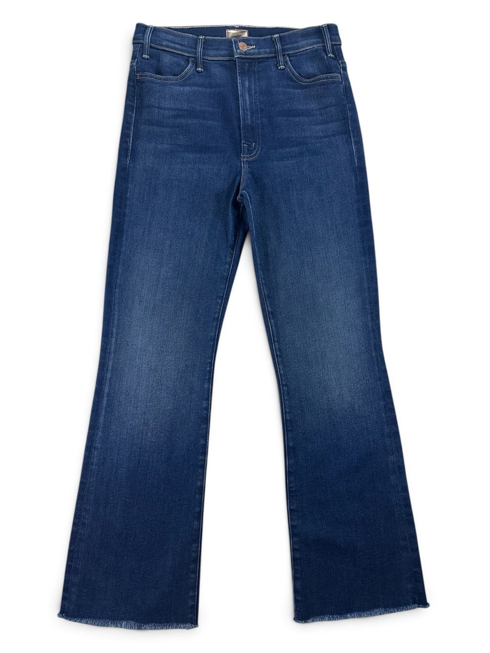 MOTHER Women’s 29 Hustler Fray Dark Blue High-Rise Flare Jeans